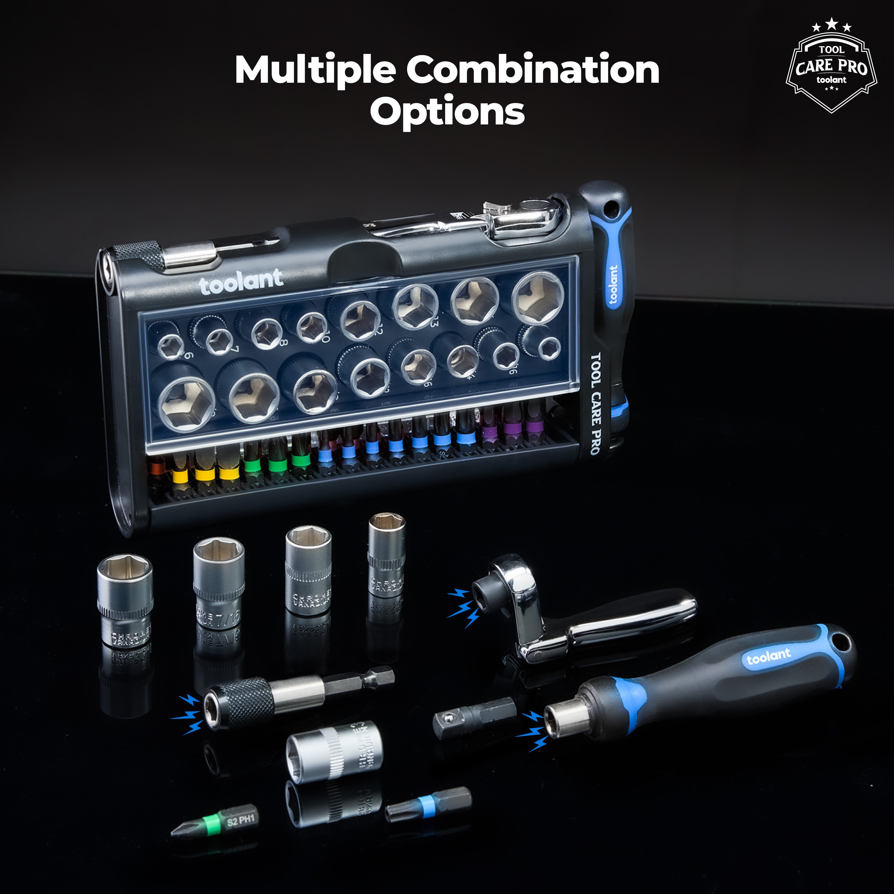 toolant Mini Ratchet Wrench Set 52pcs with Sockets and Screwdriver Bits